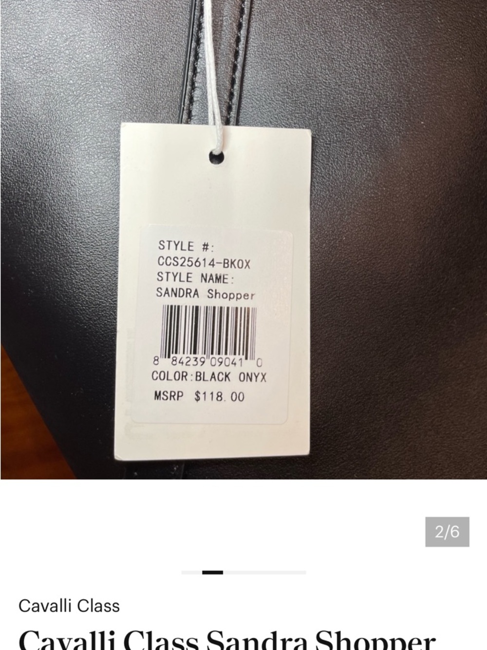 Cavalli Class Black Shopper Tote NWT - Picture 2 of 6